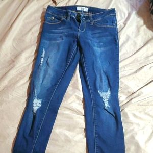 Jeans with ripped, blue jeans, skinny